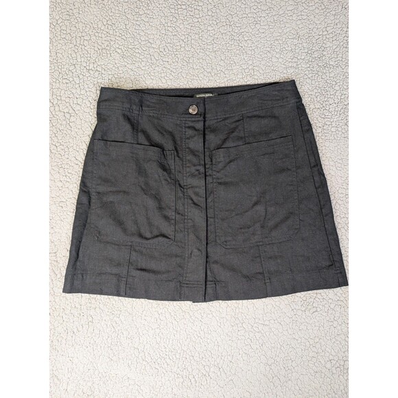 Banana Republic Button Front Linen Blend Black Skirt Size 16 Preppy Academia - Picture 1 of 11